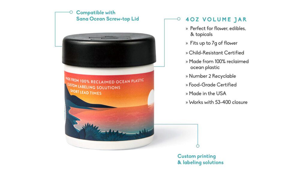 Sana Ocean Jar: plástico marino recuperado para embalaje de cannabis