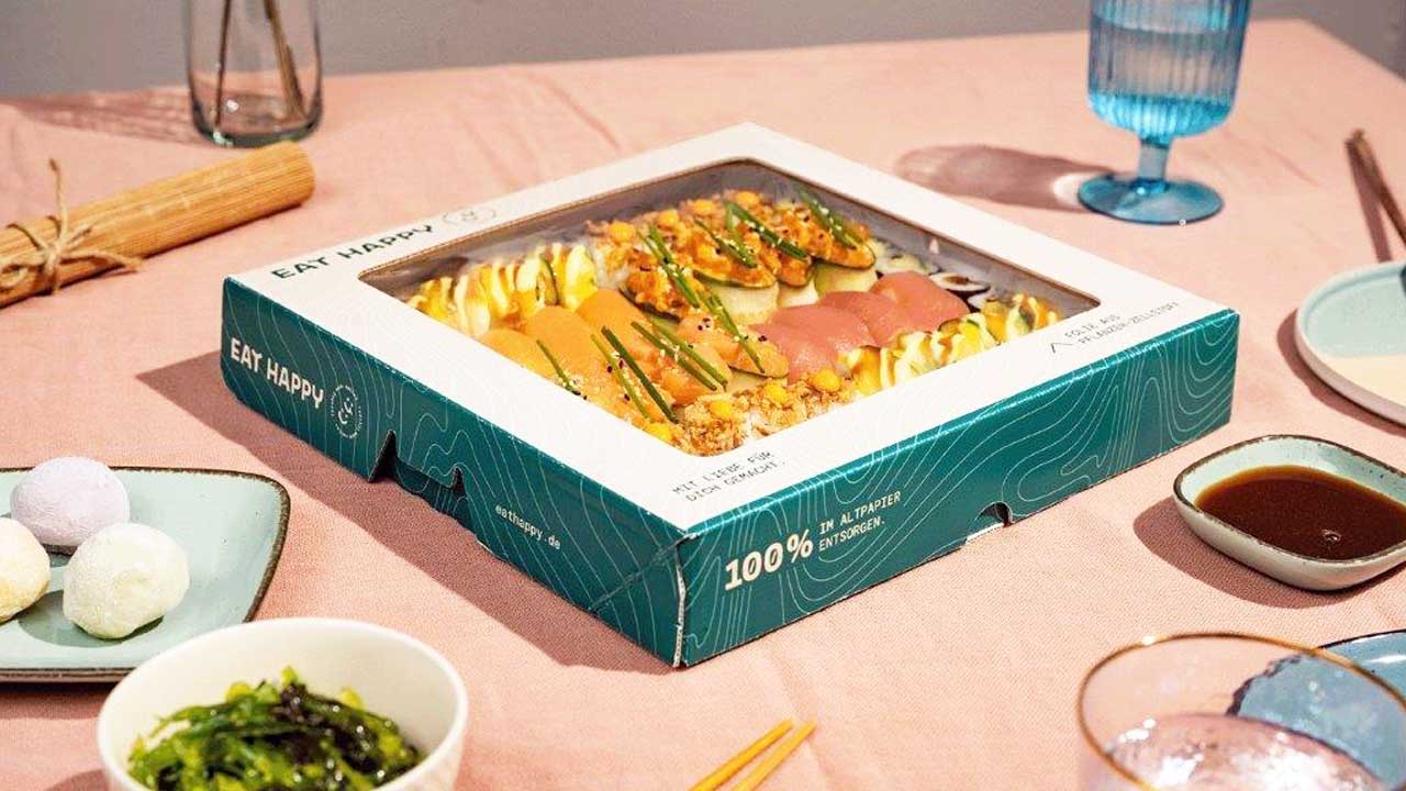 DS Smith y Eat Happy lanzan bandeja de sushi de cartón de alta barrera