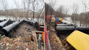 Descarrilamiento de tren en Pensilvania provoca derrame de resina de Polipropileno